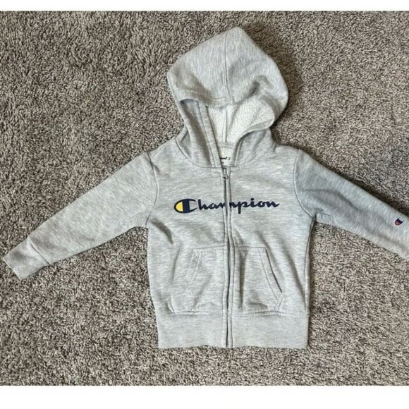 Champion Toddler Full Zip Hoodie Jacket, 2T, Gray, Cotton Blend - Picture 1 of 3